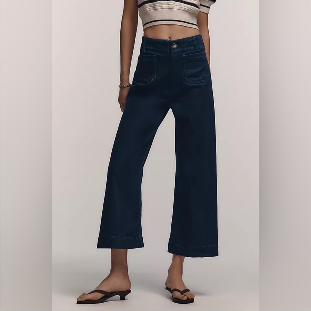 Anthropologie The Colette Denim High-Rise Cropped Wide-Leg Jeans Size 27